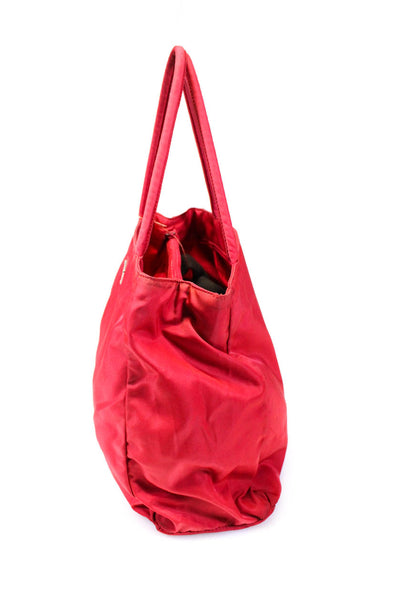 Prada Nylon Double Handle Trapezoid Slouch Medium Tessuto City Tote Handbag Red