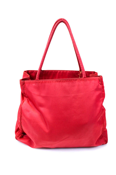 Prada Nylon Double Handle Trapezoid Slouch Medium Tessuto City Tote Handbag Red