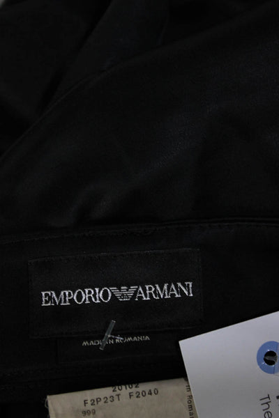 Emporio Armani Womens Faux Satin Zipper Hem Skinny Leg Dress Pants Black Size 40