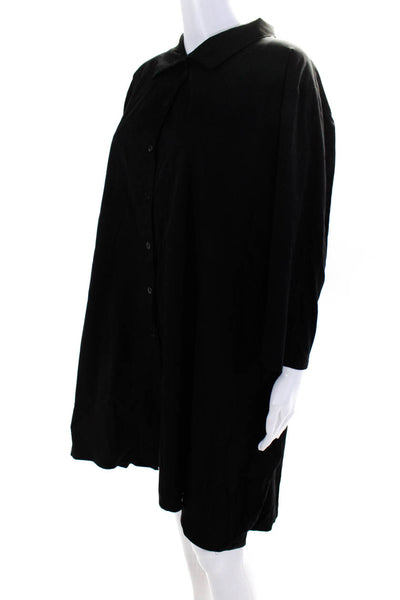 Stella Carakasi Womens Long Sleeve Knee Length Shirt Dress Black Cotton Size XXL