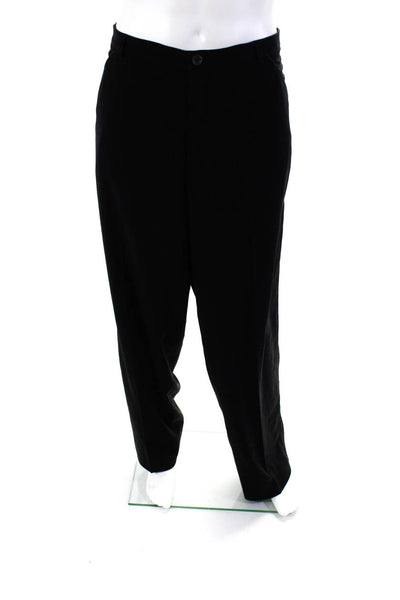 Giorgio Armani Mens Pleated Front Woven Straight Leg Dress Pants Black Size 40