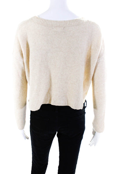 Cooperative Womens Tight-Knit Mock Neck Cropped 3/4 Sleeve Sweater Beige Size XS