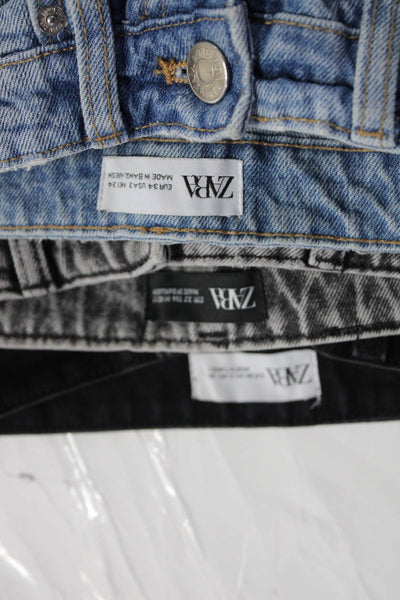 Zara Womens Distress Cuffed Button Tapered Straight Jeans Blue Size 2 00 Lot 3