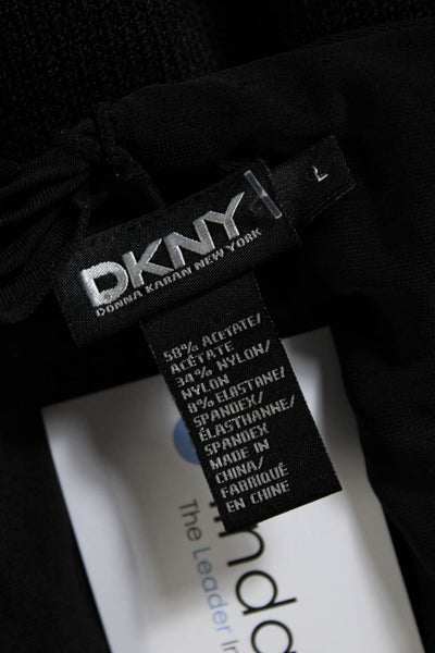 DKNY Womens Gathered Waist Sleeveless Knit Sheath Dress Black Size Large