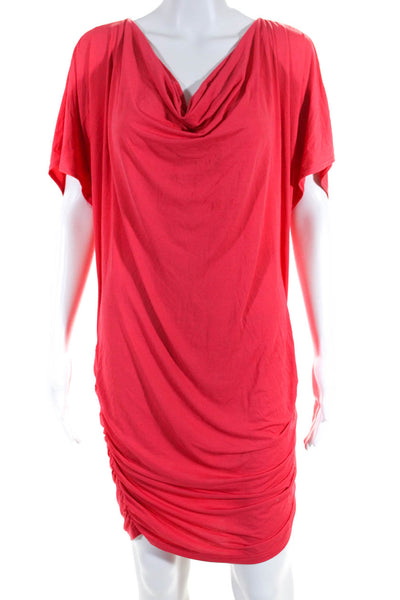 Carmen Marc Valvo Womens Dolman Sleeve Cowl Neck Cover Up Dress Pink Size M/L