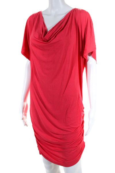 Carmen Marc Valvo Womens Dolman Sleeve Cowl Neck Cover Up Dress Pink Size M/L