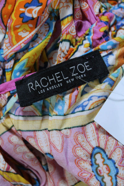 Rachel Zoe Womens Abstract Paisley Sleeveless Top Blouse Pink Yellow Size Large