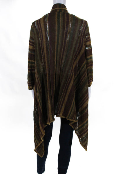 Lauren Ralph Lauren Womens Striped Waterfall Cardigan Brown Green One Size