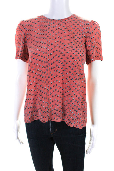 Girl. Band of Outsiders Womens Chiffon Floral Print Short Sleeve Top Red Size XS