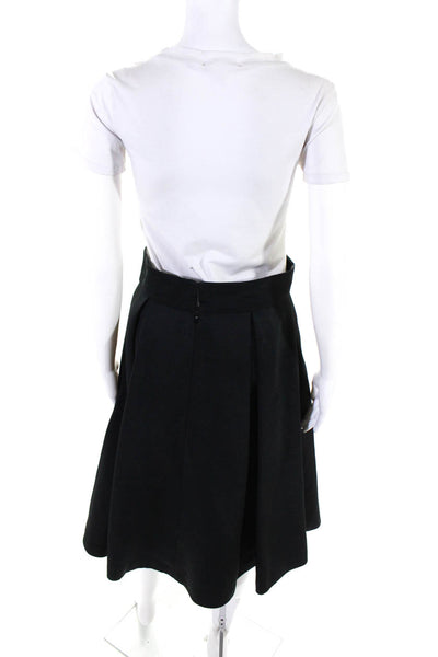 Eliza J Womens High Waist Back Zipped Pleated Mid-Calf A-Line Skirt Black Size 6