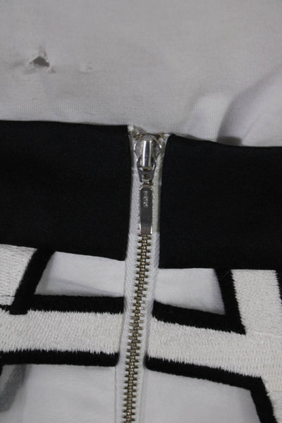 Nicholas Womens Geometric Embroidered Zipped Pleated Sheer Skirt White Size 8