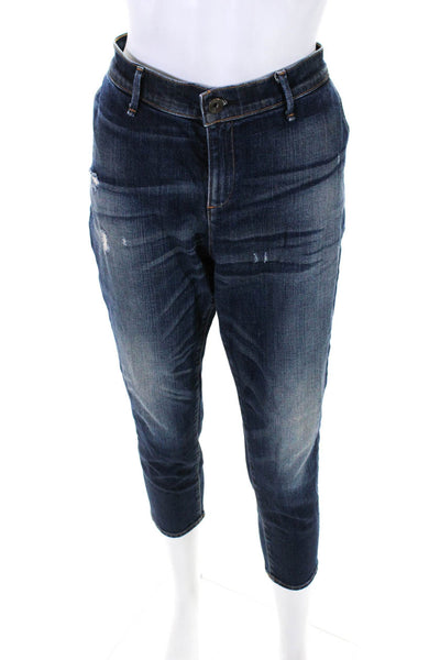 Rag & Bone Womens Cotton Buttoned Distress Skinny Leg Jeans Blue Size EUR28