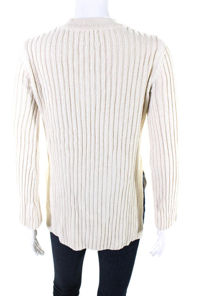 Torn by Ronny Kobo Womens Cotton Rib Lace-Up Long Sleeve Sweaters Cream Size S