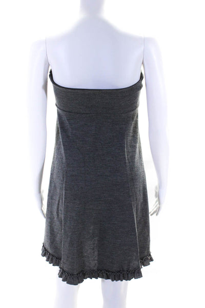 J. Crew Women's Wool Strapless Empire Waist Ruffle Trim Dress Gray Size 6