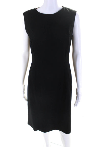 Noriko Maeda Womens Back Zip Sleeveless Crew Neck Sheath Dress Black Size JP 42