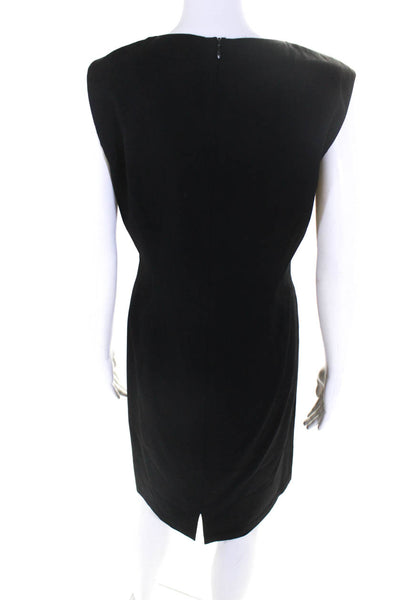 Noriko Maeda Womens Back Zip Sleeveless Crew Neck Sheath Dress Black Size JP 42