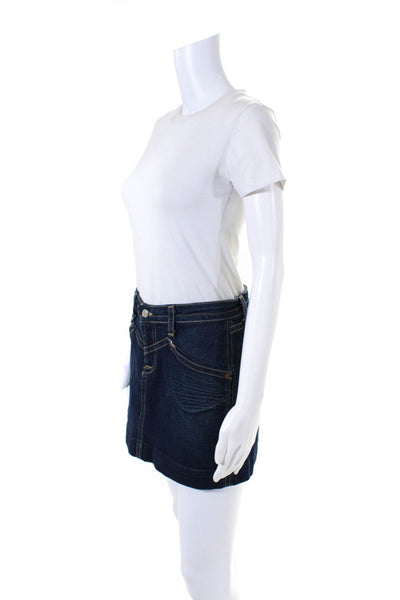 Hudson Womens Denim Dark Wash Stitch Accent A Line Mini Jean Skirt Blue Size 28