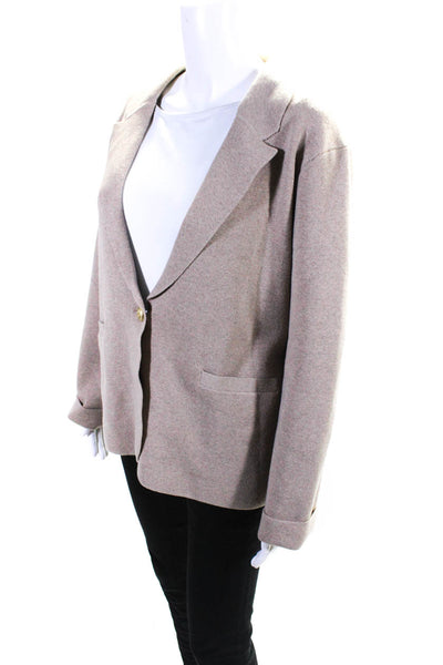 J Crew Womens Ribbed Textured Buttoned Collared Long Sleeve Blazer Beige Size XL