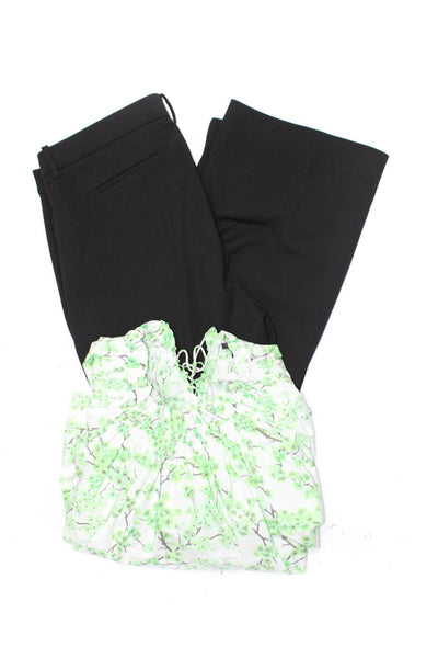 J Crew Womens Cotton Floral Ruche Long Sleeve Blouse Pants Green Size L 16 Lot 2