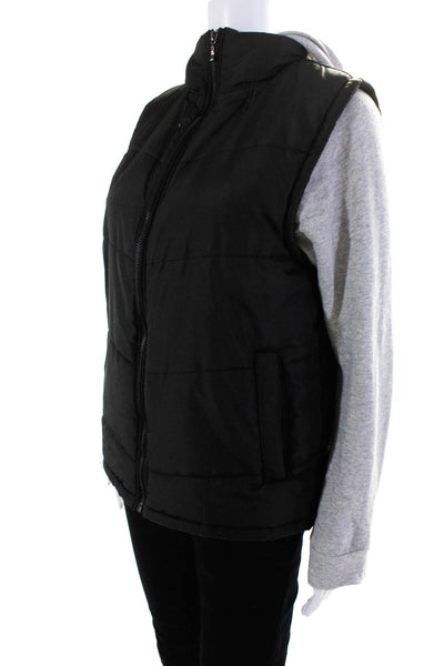 Jet John Eshaya Womens Hooded Puffer Jacket Black Gray Size One Size