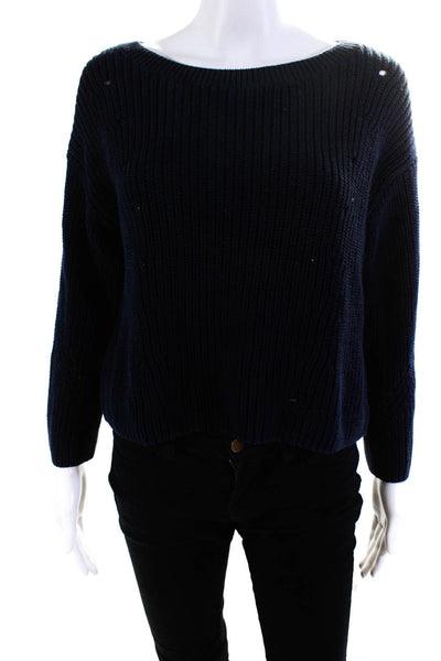 Rag & Bone Jean Women's Long Sleeve Textured Knit Pullover Sweater Blue Size S