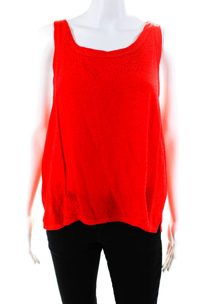 Nation LTD Womens Scoop Neck Leopard Spotted Tank Top Red Size Large