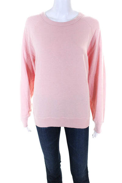 Leallo Womens Pullover Scoop Neck Oversized Sweatshirt Pink Cotton Size Large