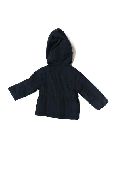 Jacadi Baby Long Sleeved Buttoned Zippered Hooded Jacket Coat Navy Blue 12 M