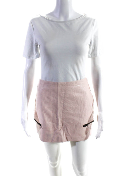 Lovers + Friends Womens Faux Leather Snakeskin Print Mini Skirt Pink Size Small