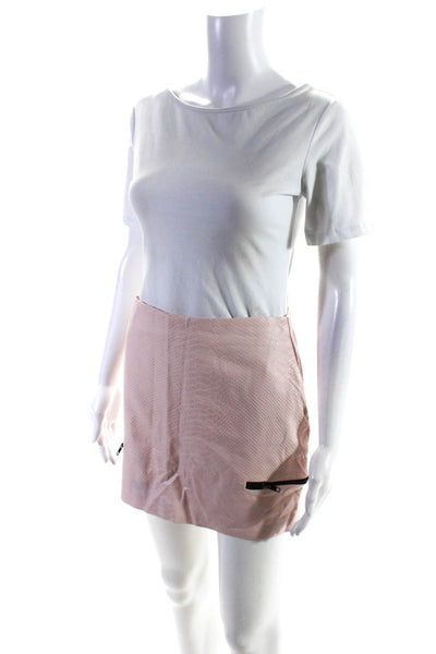 Lovers + Friends Womens Faux Leather Snakeskin Print Mini Skirt Pink Size Small