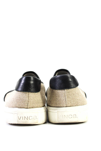Vince Womens Bram Leather Trim Mesh Canvas Slip On Sneakers White Beige Size 10
