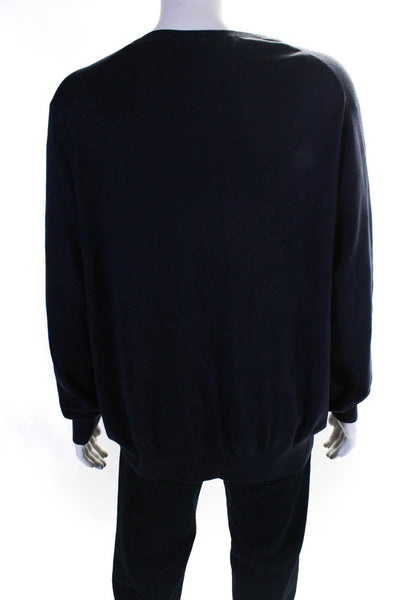 Polo Ralph Lauren Mens V Neck Pullover Sweater Navy Blue Cotton Size 2XB