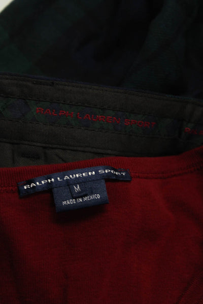 Ralph Lauren Sport Womens V Neck Tee Shirt Plaid Pants Size 10 Medium Lot 2
