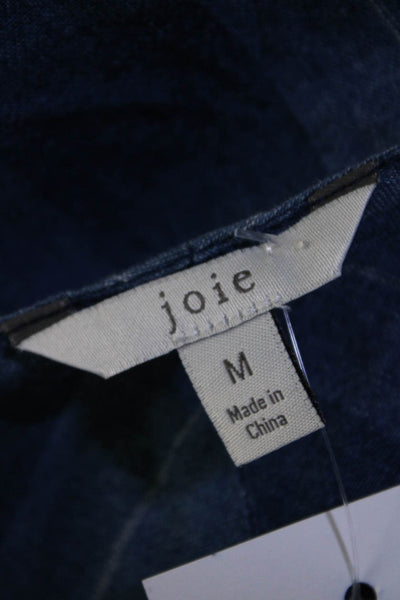 Joie Womens Striped Print V-Neck Short Sleeve Batwing Top Denim Blue Size M