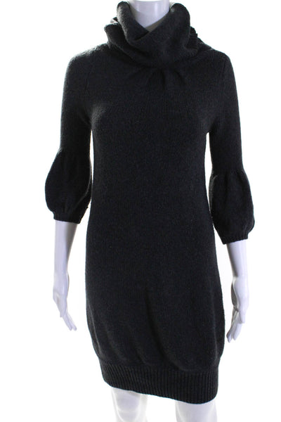 Vince Women's Long Sleeve Turtleneck Sweater Dress Gray Size XS