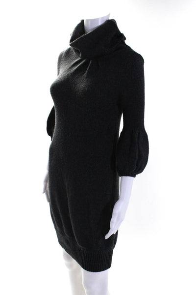 Vince Women's Long Sleeve Turtleneck Sweater Dress Gray Size XS