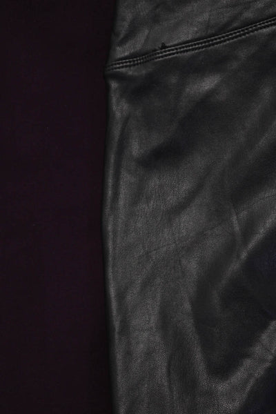 Joie Calvin Klein Womens Faux Leather Belted Pants Black Purple Size 4 XL Lot 2