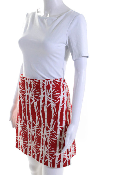 Michael Michael Kors Womens Tree Print Sequin A Line Skirt Red White Size 12