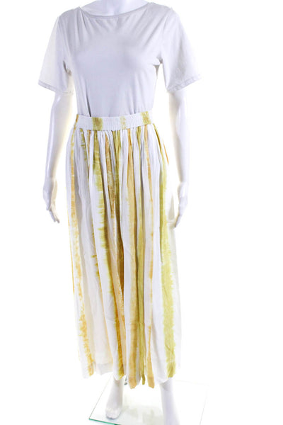 S/W/F Womens Yellow White Printed Pull On Unlined Maxi Skirt Size S