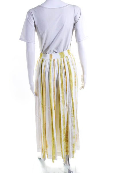 S/W/F Womens Yellow White Printed Pull On Unlined Maxi Skirt Size S