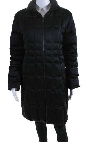 Searle Womens Quilted Mock Neck Full Zip Mid-Length Puffer Coat Black Size 6