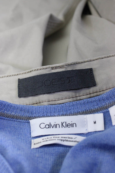 Calvin Klein Joes Womens V-Neck Sweater Straight Pants Blue Tan Size M 30 Lot 2