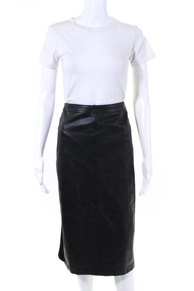 BASLER Womens Faux Leather Ponte Midi Pencil Skirt Black Size IT 48