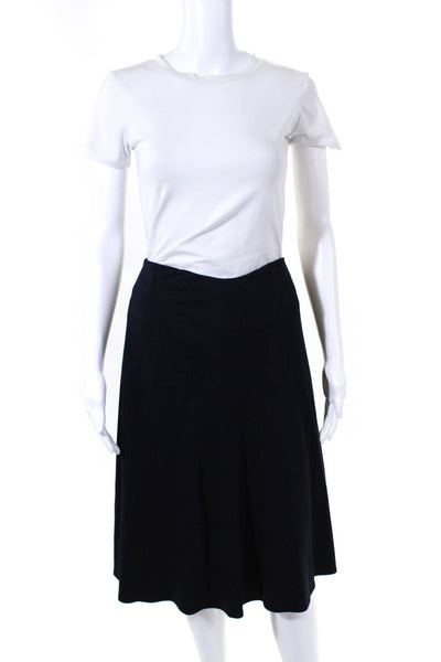 BASLER Womens Knit Ponte Midi Length A Line Flare Skirt Navy Blue Size IT 52