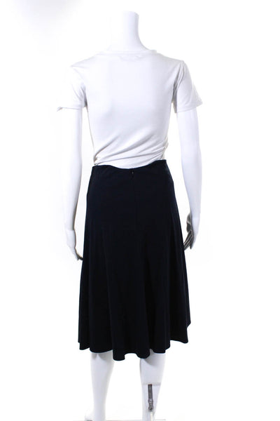 BASLER Womens Knit Ponte Midi Length A Line Flare Skirt Navy Blue Size IT 52