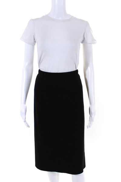 Stizzoli Womens Elastic Waist Knit Ponte Midi Pencil Skirt Black Wool Size IT 50