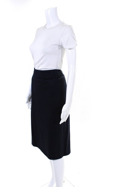 BASLER Womens Ponte Knit Knee Length Lined Pencil Skirt Navy Blue Size IT 54