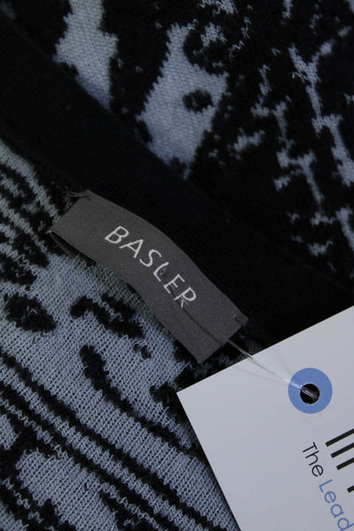 BASLER Womens Crew Neck Intarsia Button Up Cardigan Sweater Blue Size TI 52