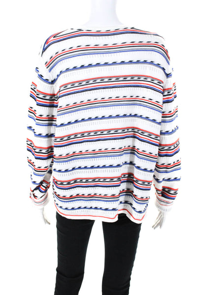 BASLER Womens White Printed Crew Neck Long Sleeve Knit Blouse Top Size 46