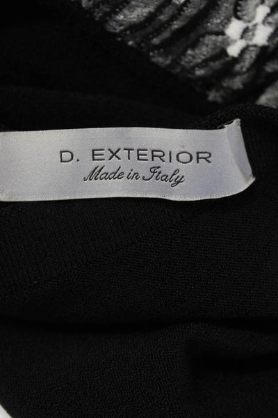D Exterior Womens Button Front Open Knit Sleeve Shirt Black Size Medium